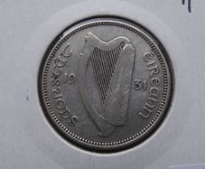 Irish Free State. 1931 Silver Shilling. Rare Year!