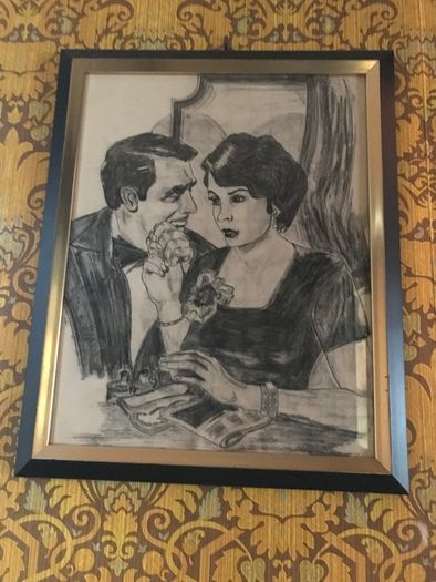 Mid century charcoal on board