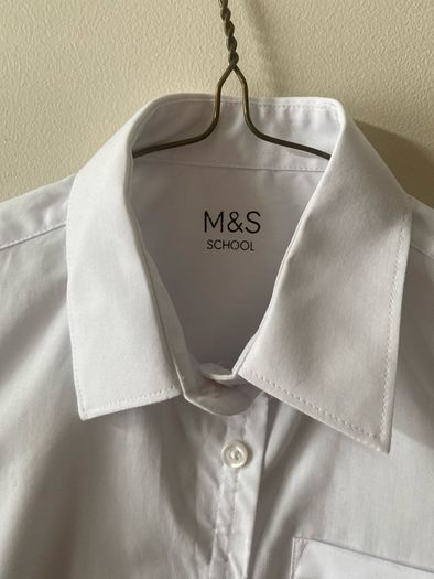 M&S white Velcro shirt (as new) age 9-10
