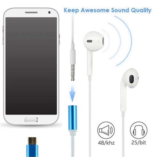 Black USB C Type C to 3.5mm Audio Adapter Cable Headphones Earphone Converter