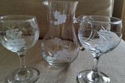 Vintage grapevine design goblets and pitcher