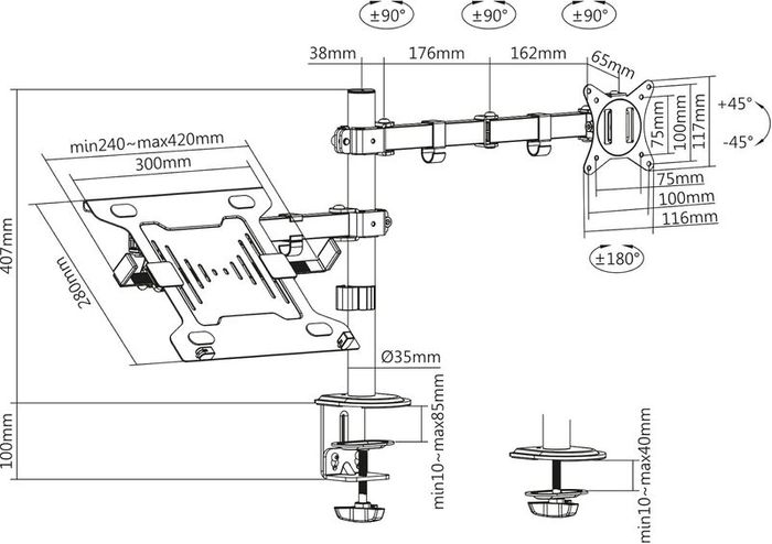 Monitor Holder with Laptop Mount