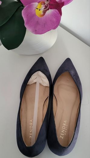El Cortes Ingles navy suede pointed court shoes Sz 41 (Fit 7-7.5Uk) - Bnwt Rrp 59.99