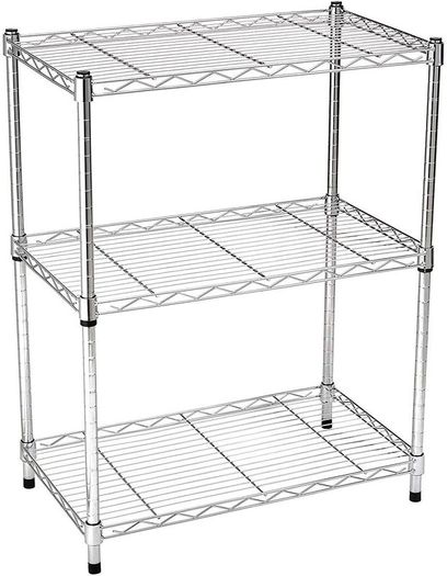 _Basics 3-Tier Storage Shelf, Up to 115 kg per Shelf, Chrome