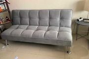 Grey velvet Folding 3 Seater Sofa 180cm