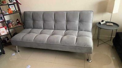 Silver Grey velvet Folding Sofa Free delivery