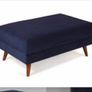 Navy blue velvet footstool Image 2