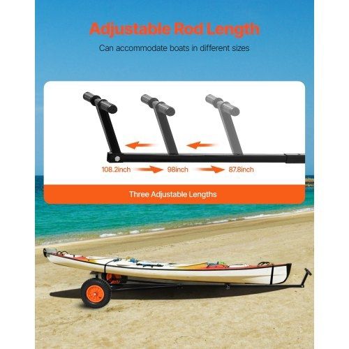 Boat Trailer Dolly, 420lbs Load Capacity, Carbon Steel Trailer Mover with Adjustable Length, 15.7 in Pneumatic Tires and Nonslip Support Bracket