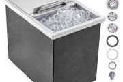Stainless Steel Ice Cooler Commercial Ice Bin with Sliding Cover, 38.7 L Drop in Ice Chest