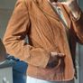 Vintage Tan Suede 100% Leather Biker Jacket Moto Jacket Image 4