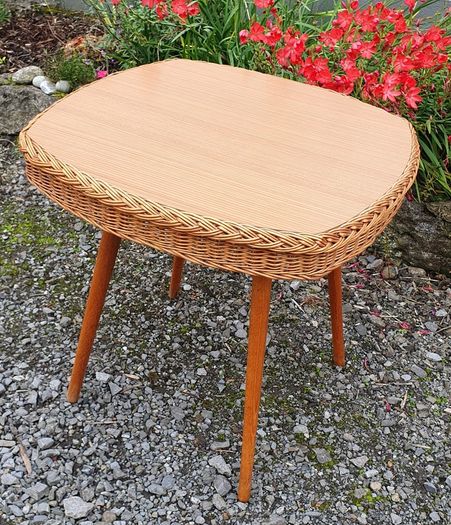 Very Rare Mid Century Wicker Table