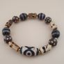 Vintage Himalayan Dzi Bracelet Two Eyes Agate & Striped Agate Beads Image 8