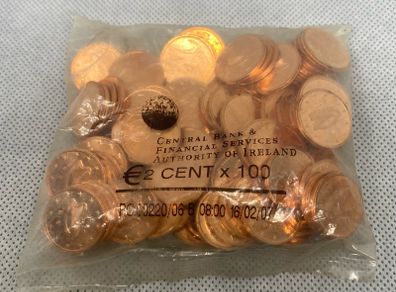 Ireland 2007 sealed uncirculated 2cent coin bag