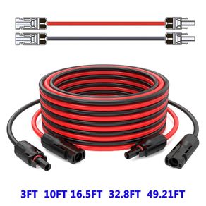 1Pair Solar extension cable wire 12 AWG 4mm Red Black with male and female connectors For solar panels solar controller