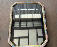 Wall mounted miniature display cabinet with glass door and mirror back