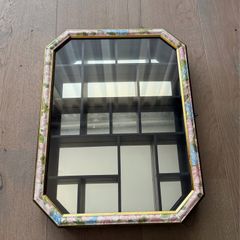 Wall mounted miniature display cabinet with glass door and mirror back