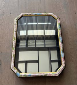 Wall mounted miniature display cabinet with glass door and mirror back