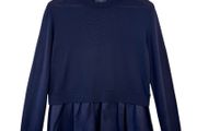 COS Navy 100% Wool Silk Blend Knit Top Medium