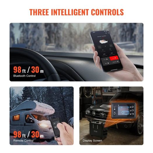 5-8kW Portable Diesel Air Heater, 12V/24V All-in-One Heating Unit with Bluetooth App, Remote Control, Digital Display & CO Alarm