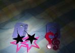 Funky star, music, ? Drop earrings