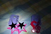Funky star, music, ? Drop earrings