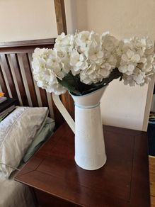 Laura Ashley vase with silk hydrangea's