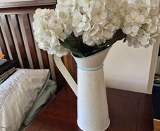 Laura Ashley vase with silk hydrangea's