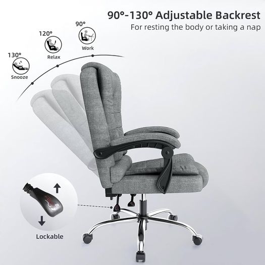 Office Chair, Desk Chairs with Padded Armrests and Soft Backrest, Height Adjustable, Swivel Chairs with Wheels, Tilt Function, Computer Chair for Home Office, Dark Grey