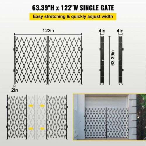 Double Folding Security Gate Folding Door Gate 310 x 154 cm(W x H)Scissor Gate