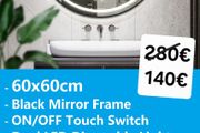 LED Bathroom Mirror Antifog Defogger Black Frame