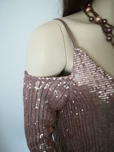 Rose gold Zara dress with matching bag and necklace