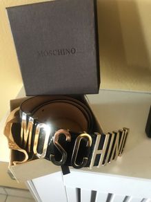 Moschino Logo- Plaque Leather Belt