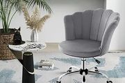 Ergonomic Office Chair Velvet Office Chair With 360 Swivel And Height Adjustment Petal Shaped Armrests Universal Wheels Modern Computer Chair For Home Office Grey