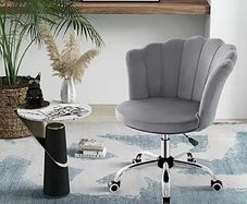 Ergonomic Office Chair Velvet Office Chair With 360 Swivel And Height Adjustment Petal Shaped Armrests Universal Wheels Modern Computer Chair For Home Office Grey