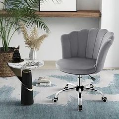 Ergonomic Office Chair Velvet Office Chair With 360 Swivel And Height Adjustment Petal Shaped Armrests Universal Wheels Modern Computer Chair For Home Office Grey