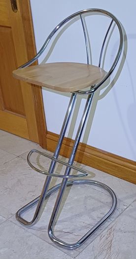 Designer Bar Stools - Wood & Chrome Steel