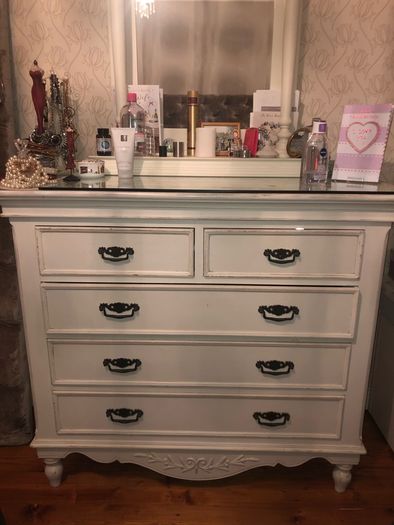 Solid wood  5 drawer chest , with mirror