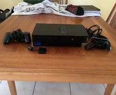 Sony PlayStation 2 Console - Black with Official Controller & Cables - Tested & Working