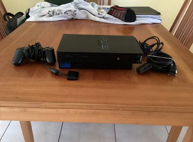 Sony PlayStation 2 Console - Black with Official Controller & Cables - Tested & Working
