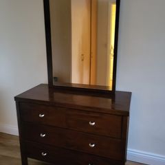 Dressing table and mirror, bedside locker,  drawers