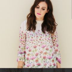 Ted Baker - Luceal Thistle Print Top Blouse - Cream and Floral - UK 10 - RRP 130