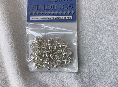 Brand New Sterling Silver Findings 4mm Bead Tips 66 Pieces