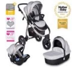 Infababy ultimo 3in1 travel system including isofix base graphite colour with grey material