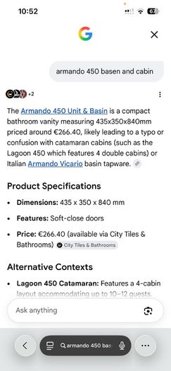 Armando 450 Bathroom Vanity Unit and Basin Brand New