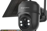 Security Cameras Wireless Outdoor, 360 PTZ Battery Powered Outdoor Camera, 2.4G WiFi Camera with Spotlight Color Night Vision, Motion Sensor Alarm, IP66-Bla