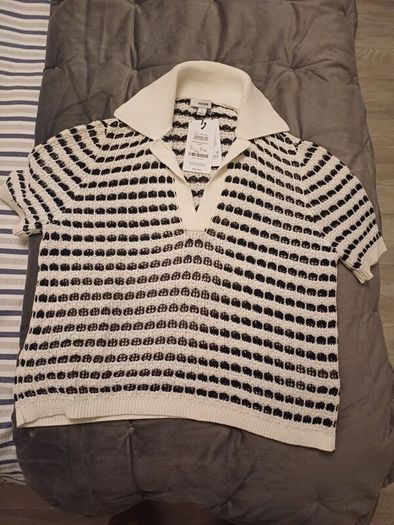Reiss Gemma Open Knit Polo Shirt