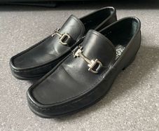 Salvatore Ferragamo Black Leather Gancini Bit Loafers Moccasins Mens
