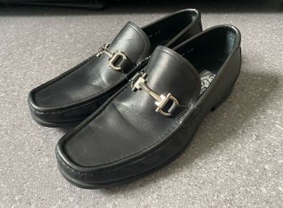 Salvatore Ferragamo Black Leather Gancini Bit Loafers Moccasins Mens