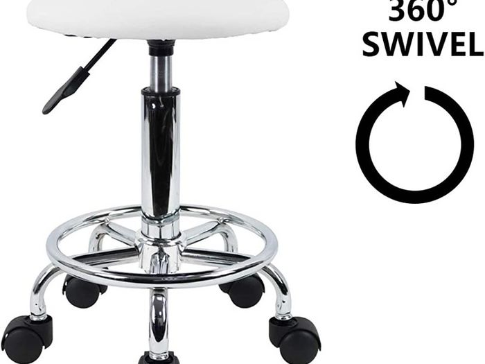 Swivel Rolling Stool Height Adjustable PU Leather Cushion Salon Vanity Massage Office Stool Chair Small (FREE SHIPPING)