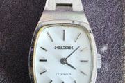 Vintage 1970s Ricoh 17 Jewels Ladies Mechanical Watch,  White Dial, Running Well